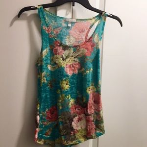 Floral racer back tank top